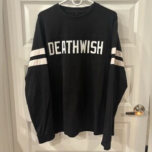 X-Large Deathwish Skateboards Black Long sleeve Collegiate Spellout